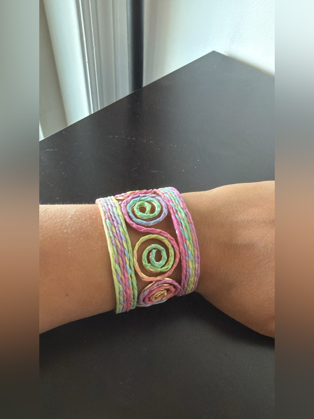 Handmade Multicolor Braided Spiral Cuff Bracelet